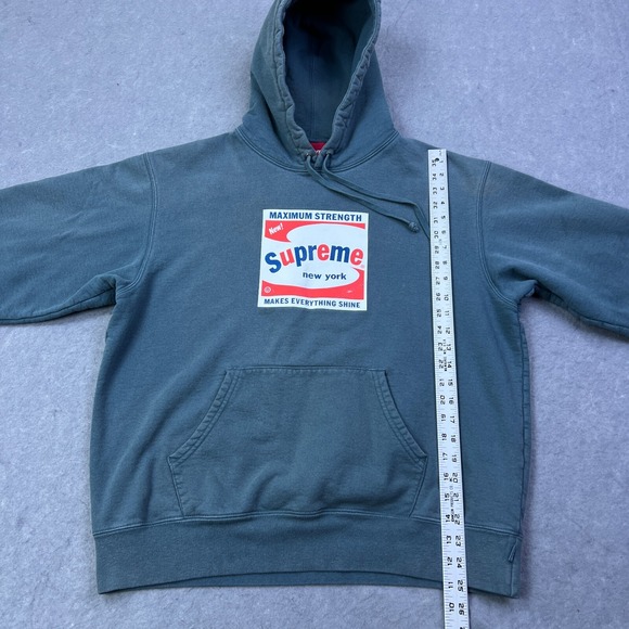 Supreme Shine Hoodie Men's Medium Gray Brillo Logo Cotton Fleece Sweatshirt 2021 - Picture 8 of 15